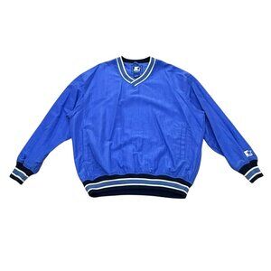 Vintage Starter Windbreaker Blue USA Made 1990s Pullover Jacket Large